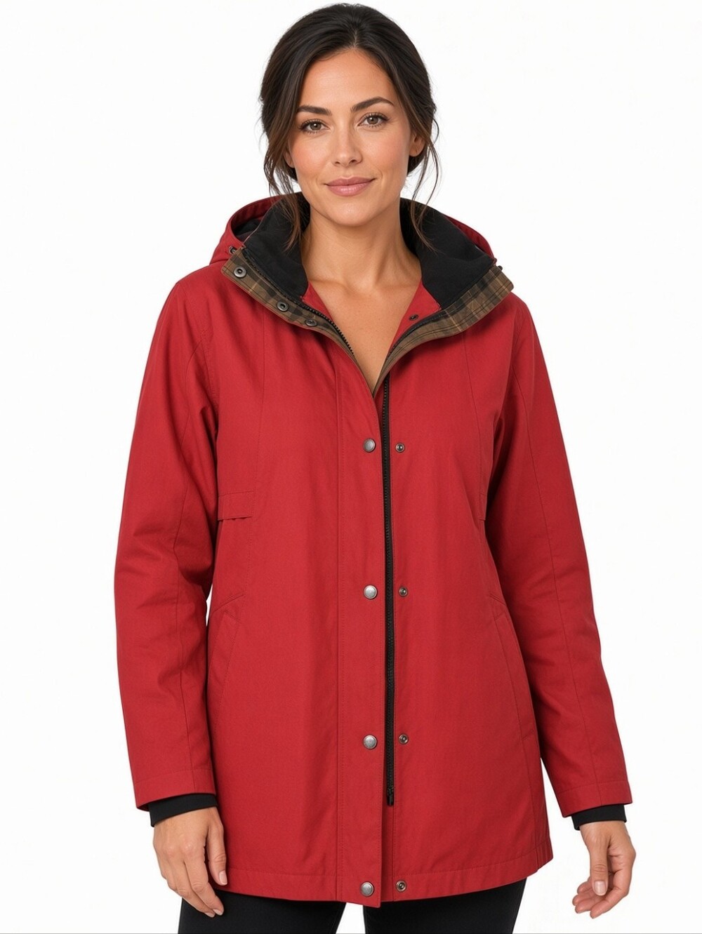 Pendleton Plaid-Lined Rollaway Hood Jacket in Red Womens Large Like New